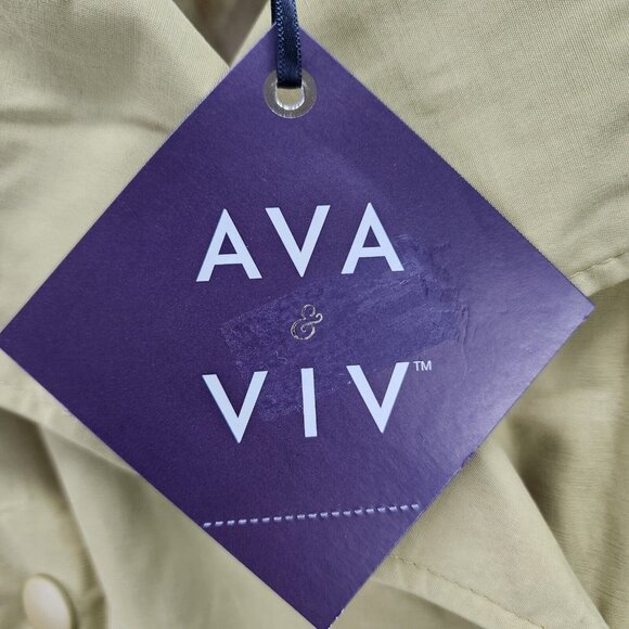 Womens Tan Green Raincoat Water Resistant Long Sleeve Ava & Viv Plus Size 2X - Picture 7 of 11